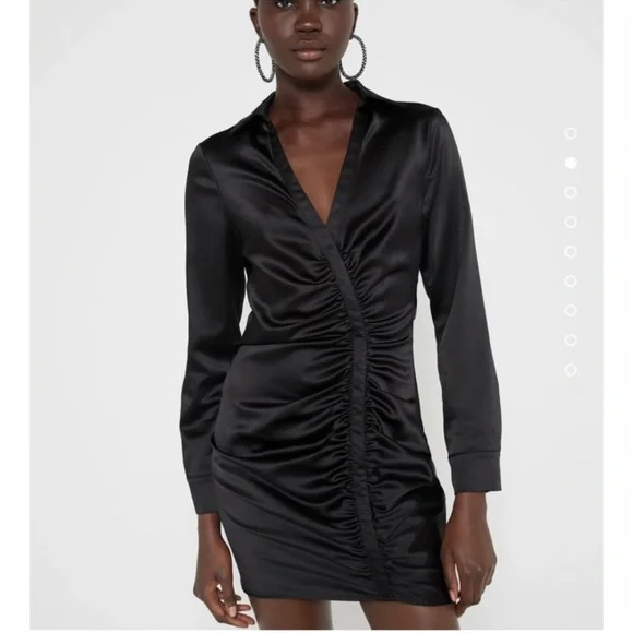 NWOT ZARA SATIN ROUCHED DRESS MEDIUM - Picture 1 of 6